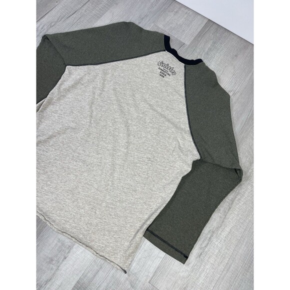 Vtg Y2K Thermal Shirt Mens 2XL BrownCross SNSTR Cyber Grunge Punk Waffle U - Picture 9 of 9